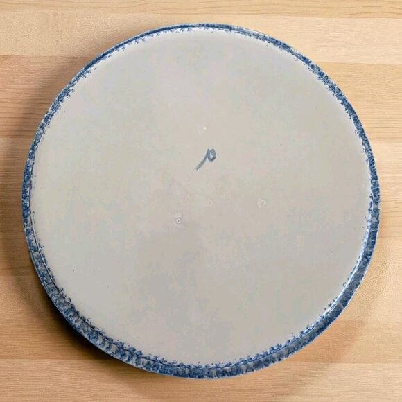 Vtg Ovenware Duck Blue White Spongeware Tart Plate Dish 11.75" Round Grandmacore - Picture 2 of 7